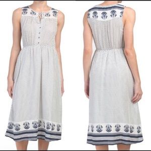 Lucky Brand Blue and White Polkadot Midi Dress